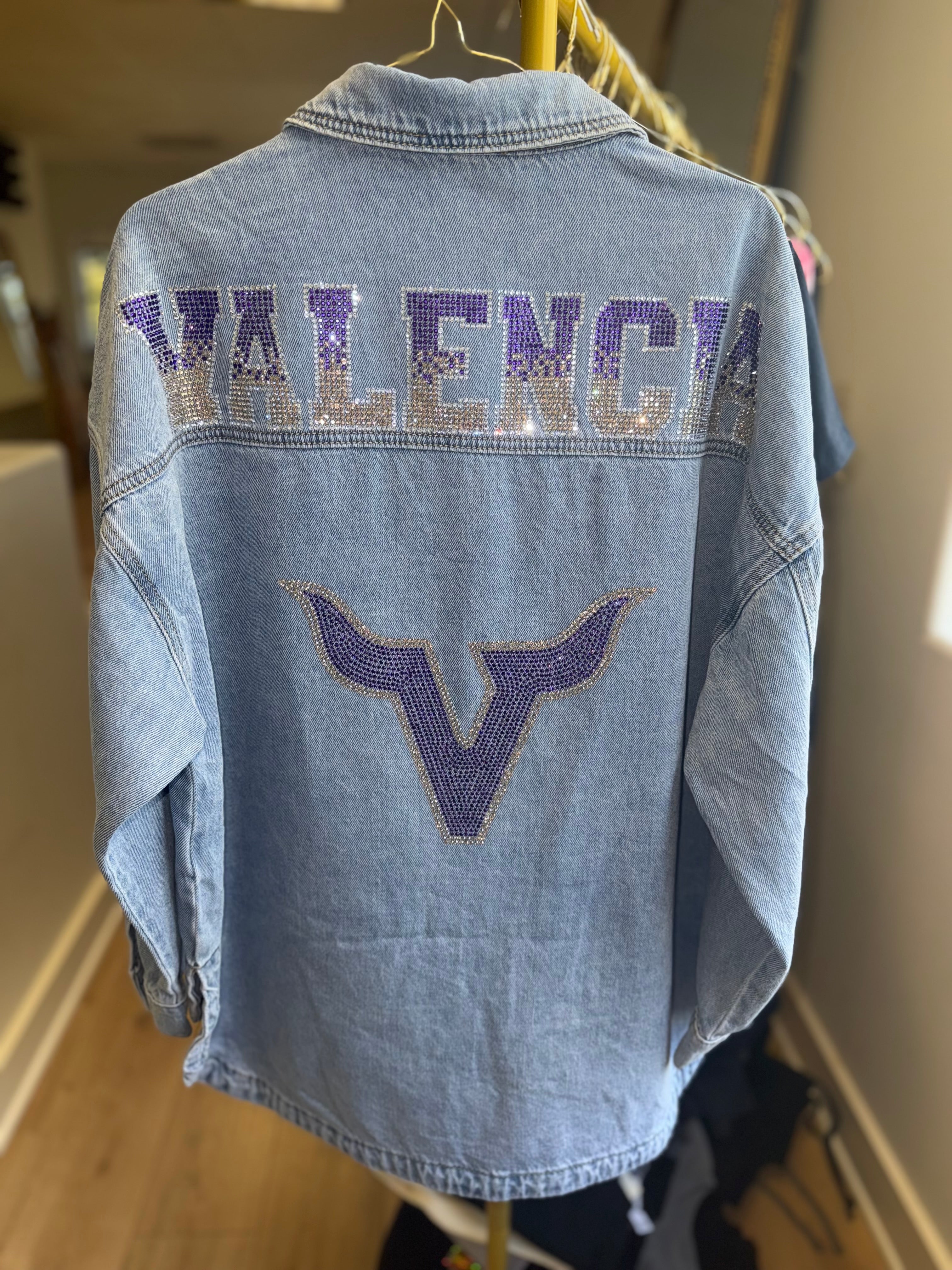 Valenica Rhinestone Oversized Denim Shacket