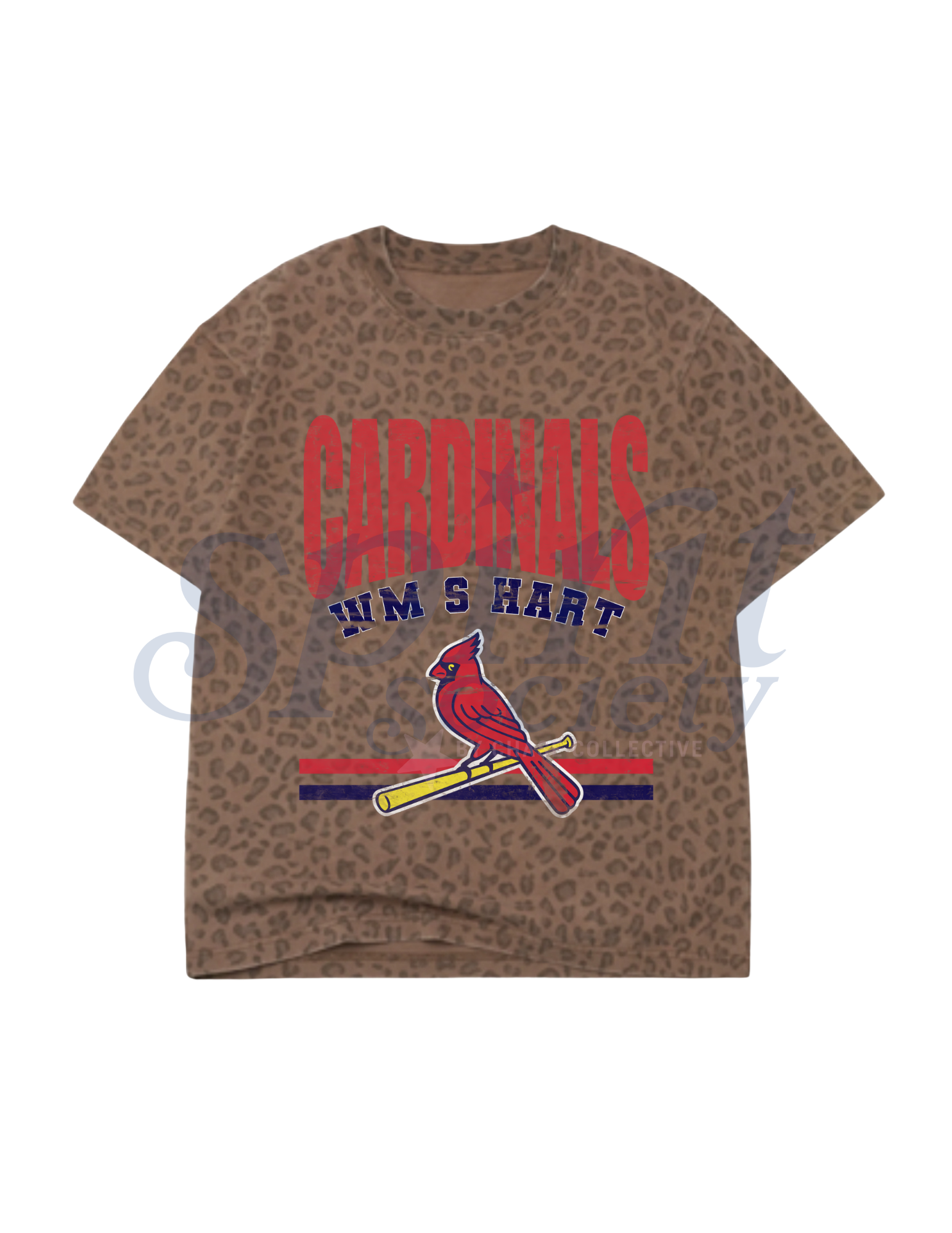 Brown t-shirt with 'Cardinals' and a red bird graphic on a white background