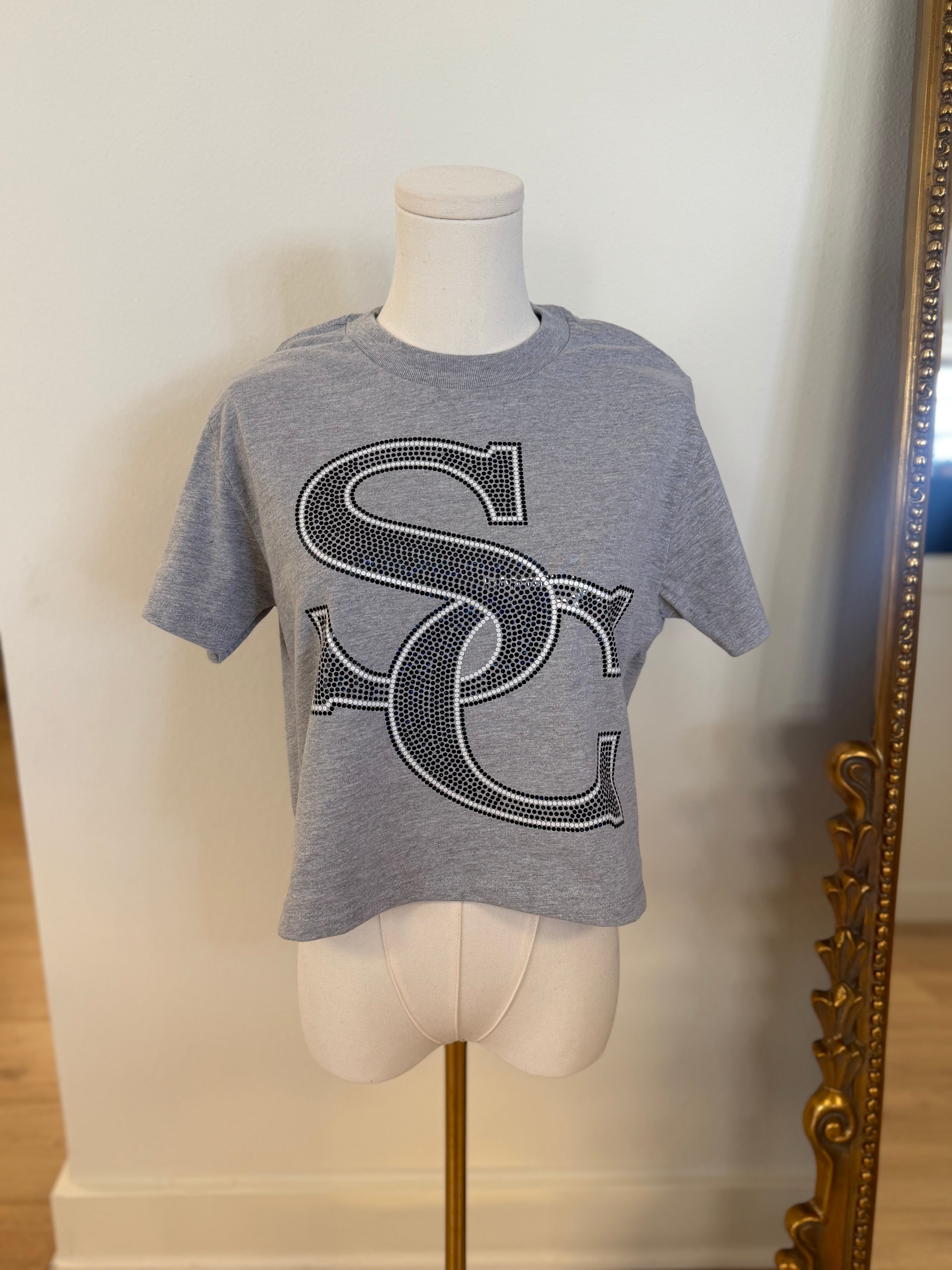 Sierra Canyon Logo Boxy Bling Crop Tee