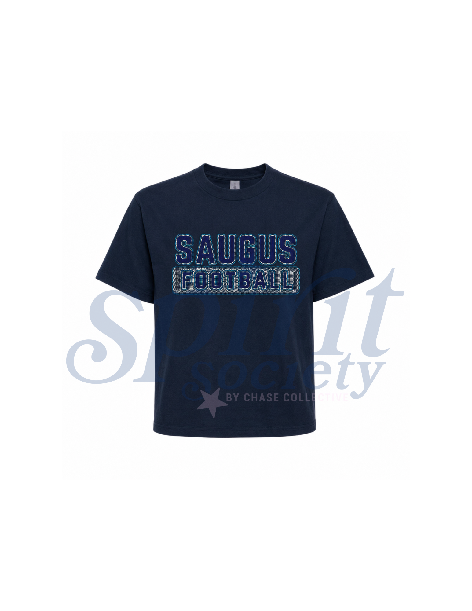 Saugus Football Boxy Bling Crop Tee