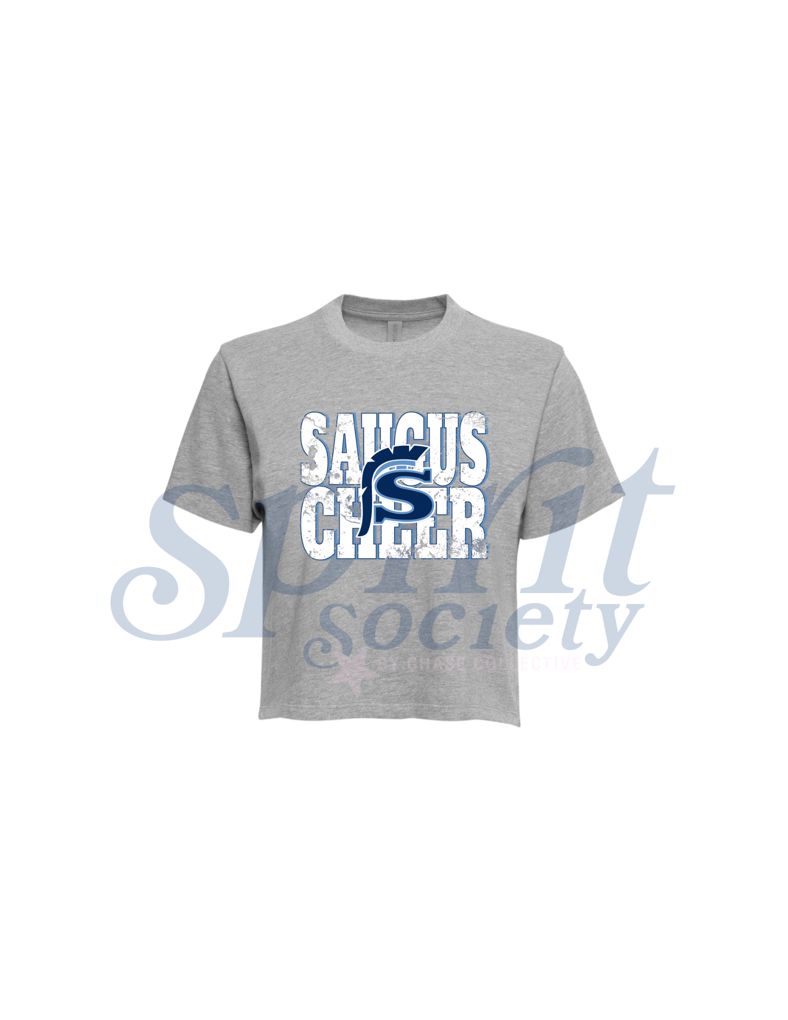 Saugus Cheer Block Boxy Crop Tee